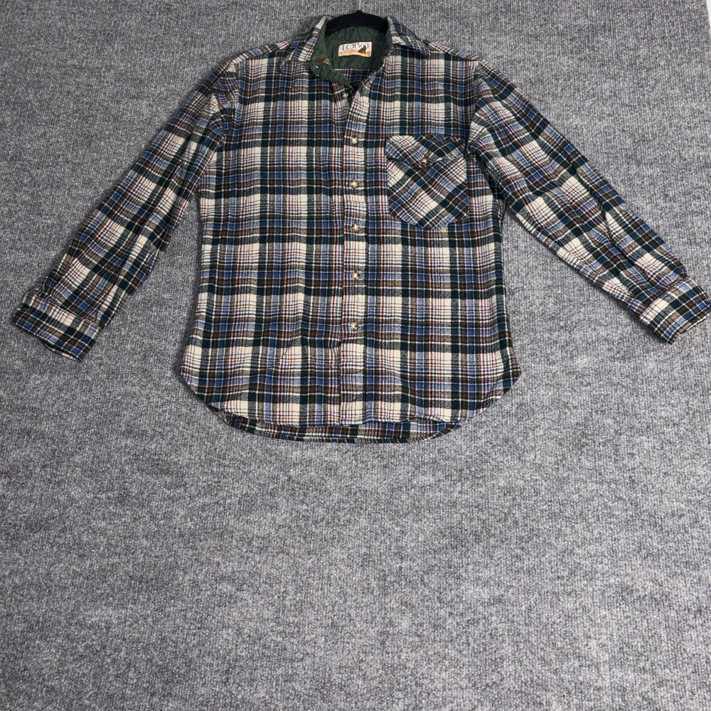 Lobo by Pendleton Mens Medium Plaid Flannel Button Down Shirt Elbow Patches VTG